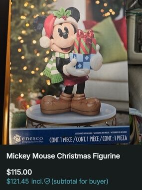 Enesco Mickey Mouse Holiday Figurine - Red, Green, Black & Brown